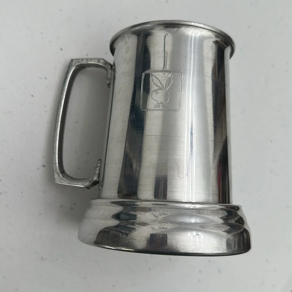 1970’s Playboy Club Vintage Aluminum Beer Mug Stein With Glass Bottom